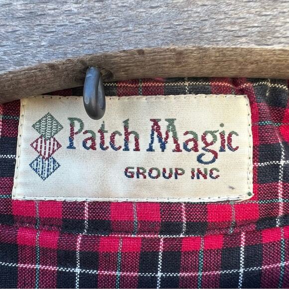 Vintage Americana appliqué snowman quilted jacket reversible w black red plaid - Picture 5 of 5